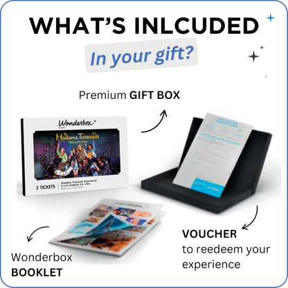 Wonderbox Madame Tussauds Hollywood Gift Box, 2 Admission Tickets for Wax Museum, Gift Experience for Kids & Families