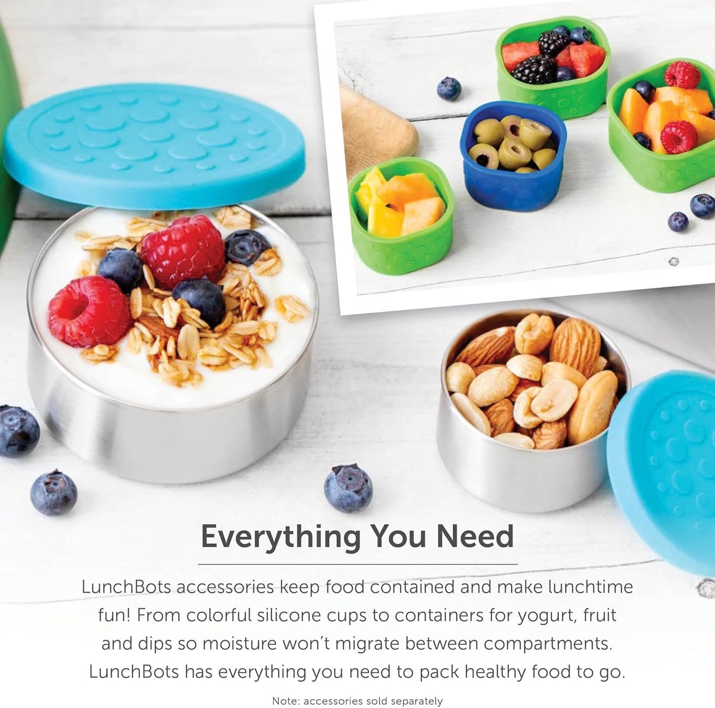 LunchBots Medium Uno Stainless Steel Sandwich Container - Eco-Friendly, Dishwasher Safe, Blue Dots for Wraps or Salads