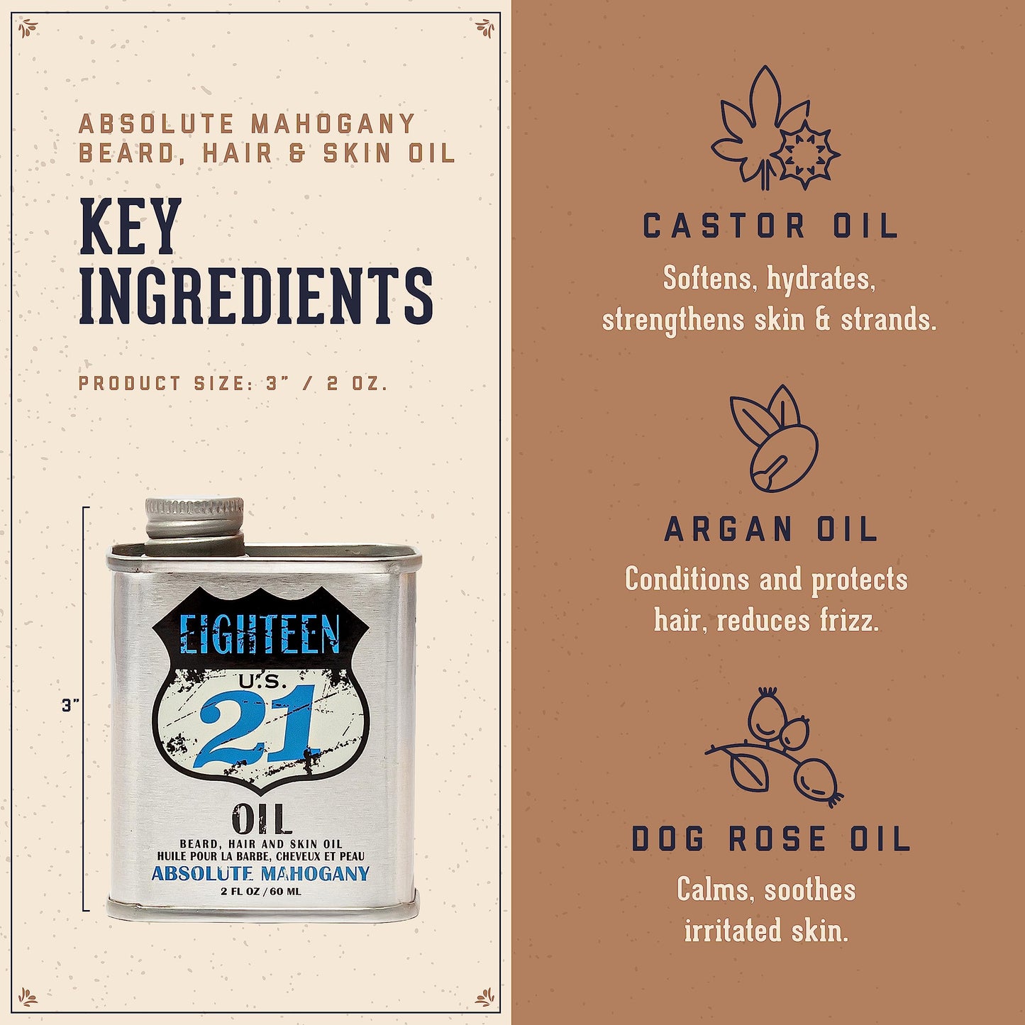 18.21 Man Made Hair, Skin & Beard Oil for Men, 4 Scents - Non-Greasy, Conditioning Balm with Castor Seed, Jojoba, and Argan Oils - Premium Tattoo and Mustache Care Products