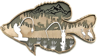 OYSTERBOY Wall Room Indoor Outdoor Decor Art 3D Multi-Layered Wood Art - Wildlife Nature Mountain Landscape for Gifts