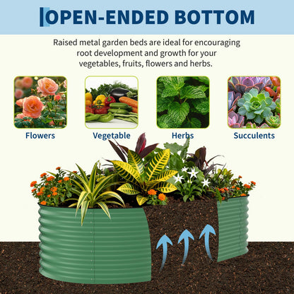 Garvee 6 Pack 8x4x1.5ft Galvanized Raised Garden Bed Kit, Oval Metal Planter Boxes with Anti-Cut Safety Edges, Rust-Resistant Deep Root Planters for Outdoor Vegetables, Flowers, Herbs, Green