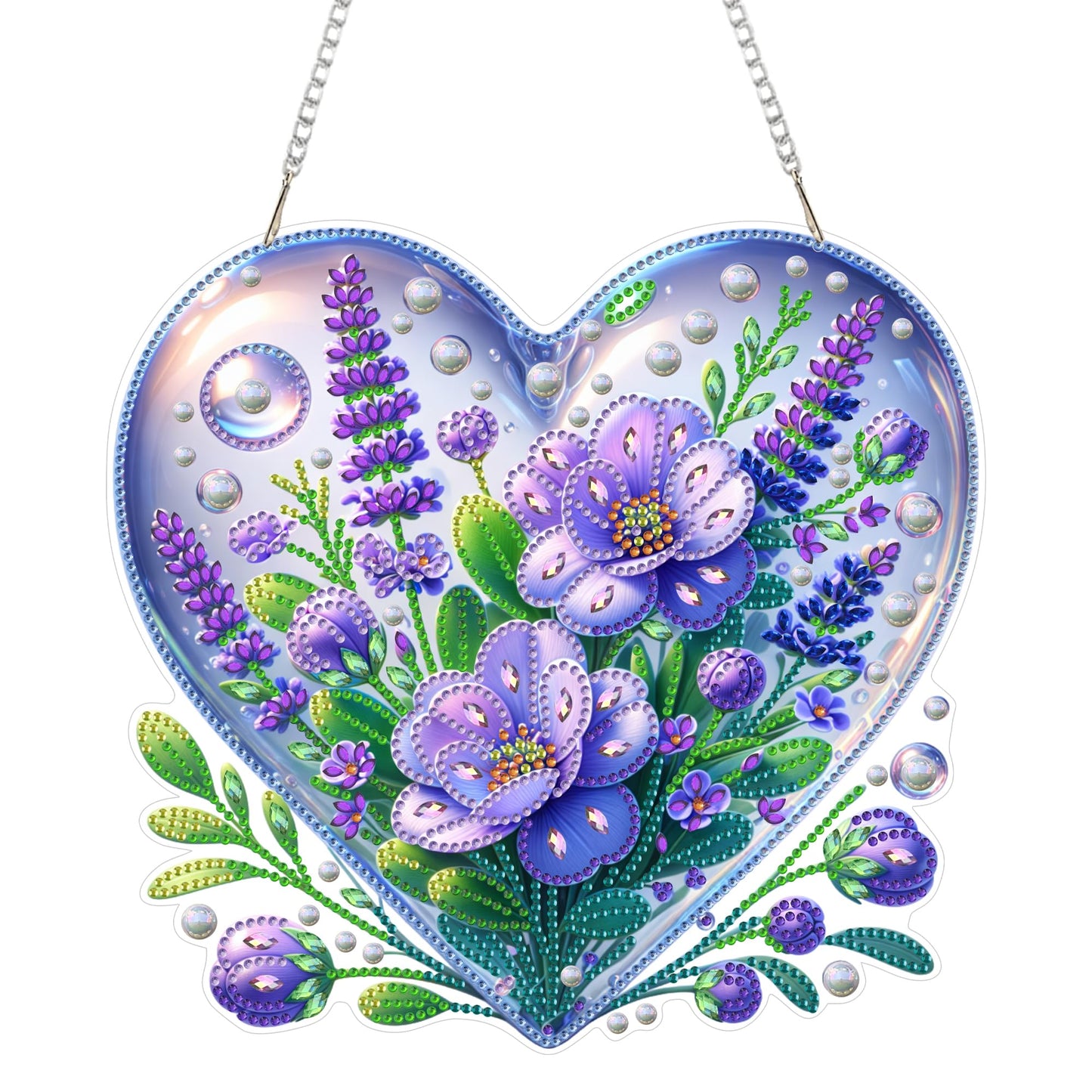 Eiflow Acrylic Diamond Art Hanging Kit for Adults, DIY Diamonds Painting Door Hanger Board Kit, Special Crystal Diamond Art Painting Pendant Ornament (Purple Flower)