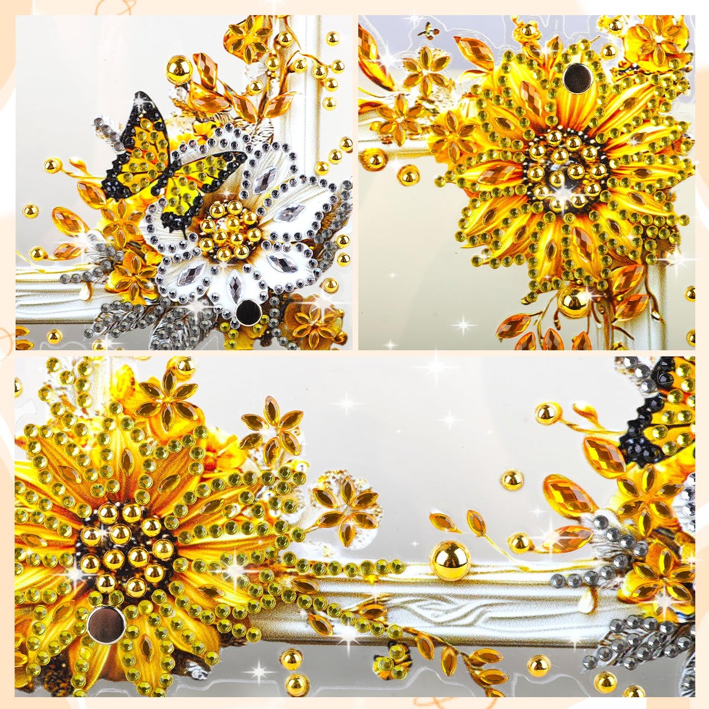 AIRDEA 5D Diamond Art Painting Desktop Photo Frame Ornament Flowers Butterfly Special Shape Diamond Dots Frame Kits for Adults,8x8in/20x20cm