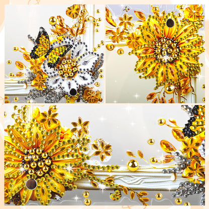 AIRDEA 5D Diamond Art Painting Desktop Photo Frame Ornament Flowers Butterfly Special Shape Diamond Dots Frame Kits for Adults,8x8in/20x20cm