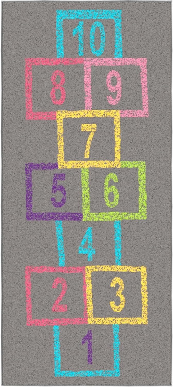 2'2" 6' Ottomanson x Hopscotch Kids Rug - Play Mat for Playroom, Bedroom, Daycare & Classroom - Fun & Interactive Game
