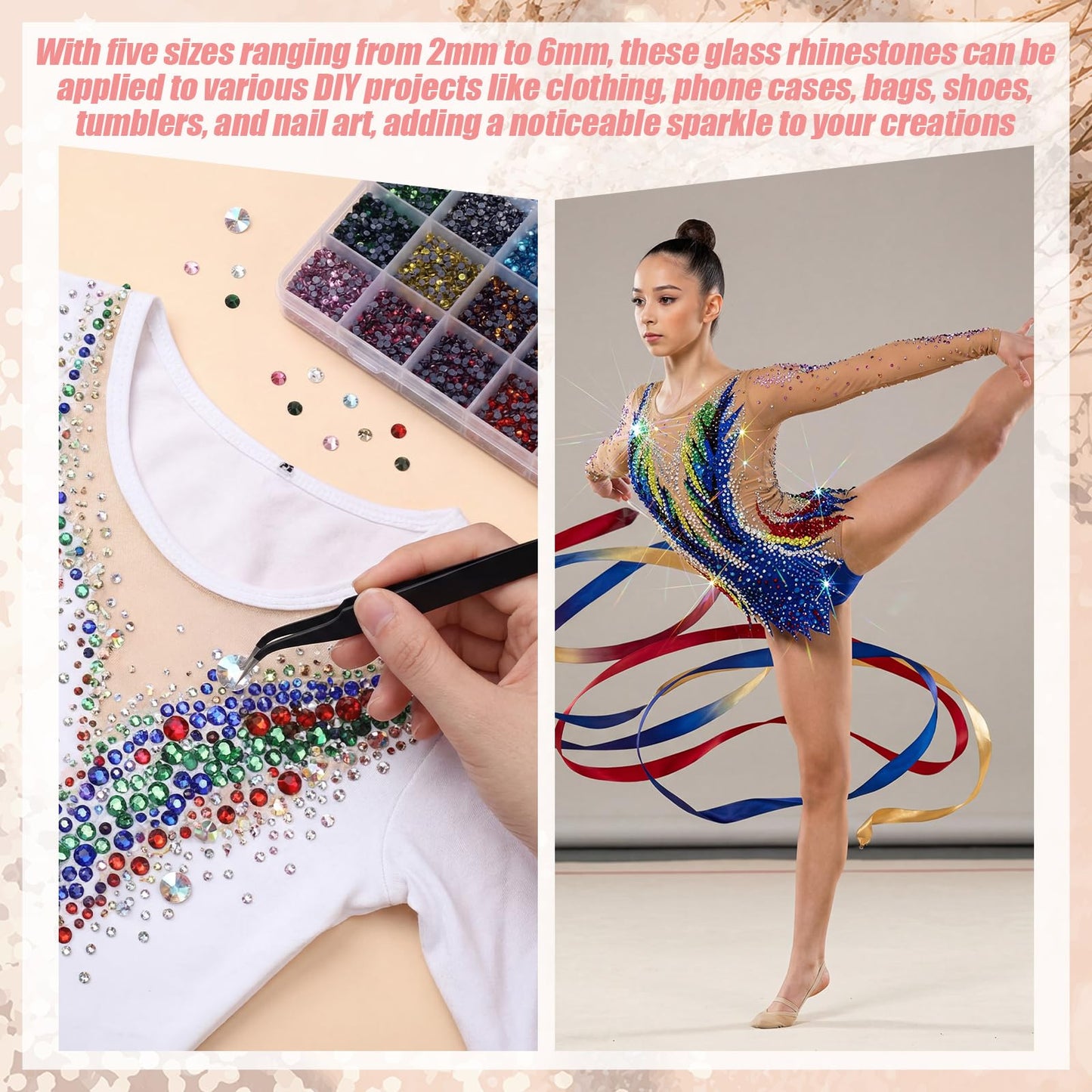 Whimsibelle 20000 Pcs Glass Hotfix Rhinestones for Bedazzling Mixed 24 Colors SS10, 12 Colors SS16, Bedazzling Kit Flatback Crystal AB Rhinestone with 2 Picking Pen 1 Tweezer for Crafting, Cloth, Nail