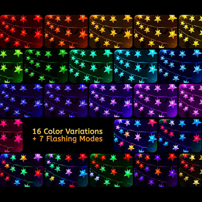 23 50 16 7 Minetom Color Changing Star String Lights - ft LED Ramadan Decorations Star Fairy Lights with Remote