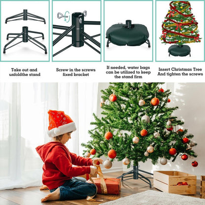 Hemndic Christmas Tree Stand for 4-6 Ft Artificial Trees, Universal Replacement Christmas Tree Base, Metal Folding Xmas Tree Stand Fits Artificial Tree Under 1.37 Inch Poles