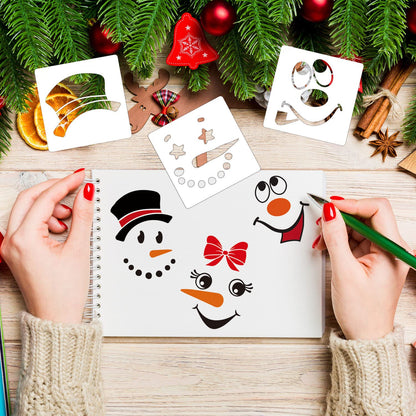 Snowman Face Stencil,5” Christmas Stencils for Crafts Reusable Holiday Stencils for Painting on Wood Block Wall Paper Fabric