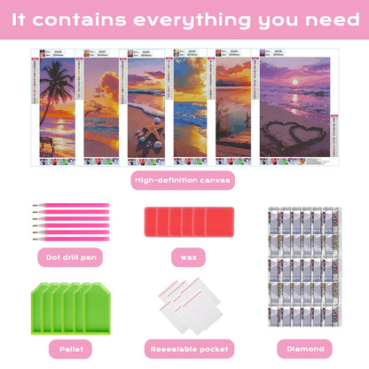 DOTSOPS Diamond Painting Kits Art Adults Painting Kit Crafts DIY 5D Diamond Art Packs Kits Full for Adults Beginner Home Wall Decoration Gift 11.8x15.7 Inches (6 Pack Beach)