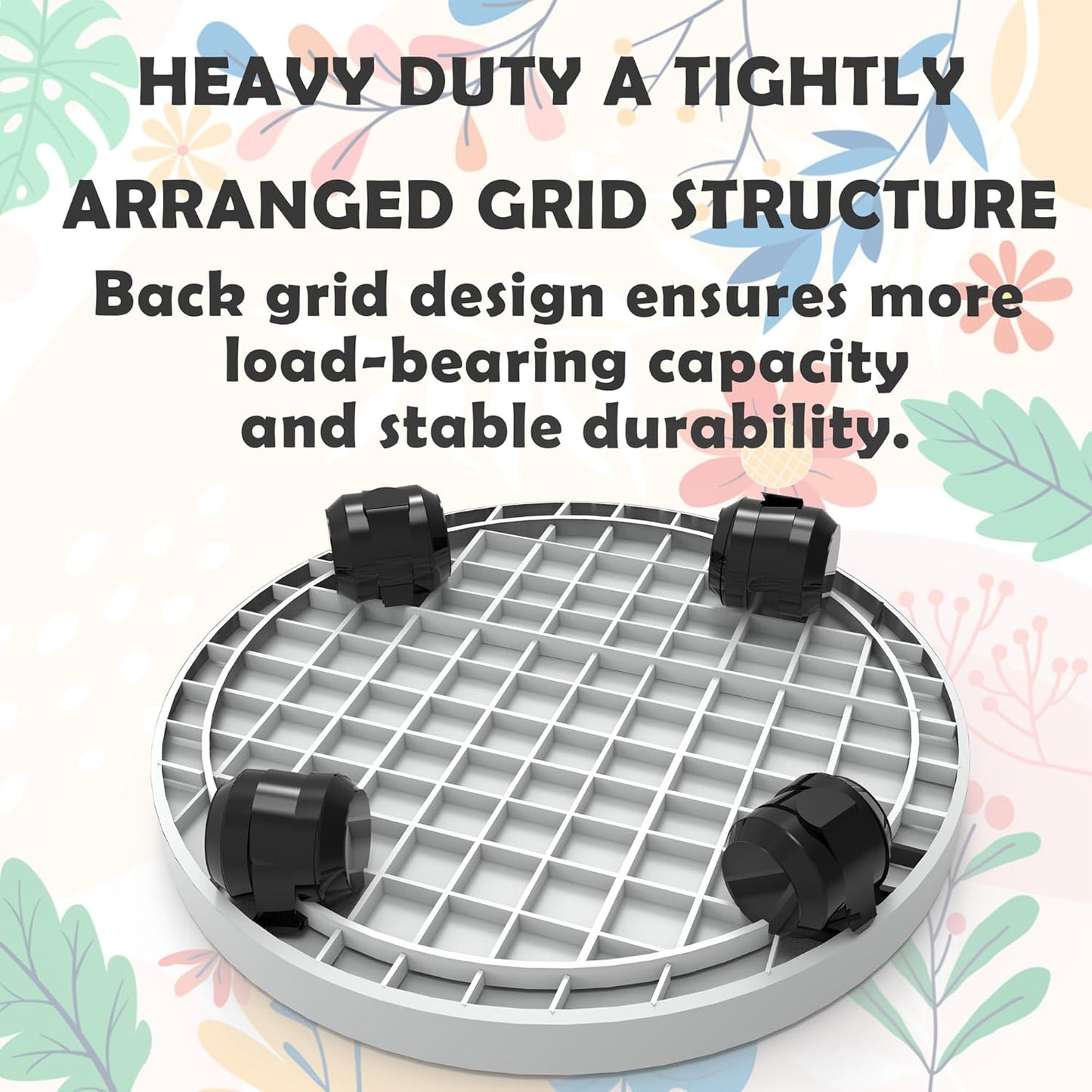 WanderingDonkey 2 Pack 12.6 Inch of Heavy Duty Plant Caddy with Wheels,Rolling Plant Stand Pot Trolley,Wheeled Planter