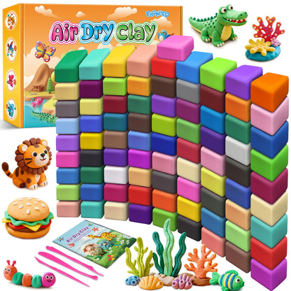 FAGNBED Air Dry Clay 82 Colors, Modeling Magic Clay Set with 3 Sculpting Tools, Arts Crafts Gift for Kids and Beginners