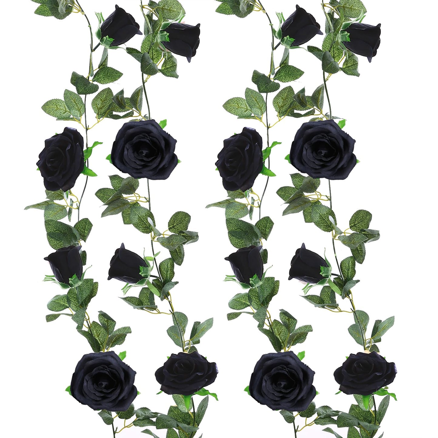 Felice Arts 2 Pack Black Artificial Flower Garland Each 6.5FT Fake Rose Vine Hanging Rose Garland for Wedding Flowers Table Arrangement Outdoor Wall Decor