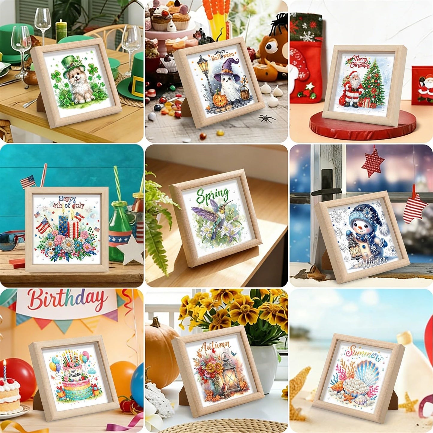 DIY Diamond Art Painting Pearl Creative Pattern 5D Seasonal Holiday Calendar 2026 Healing Home Photo Frame Set Tools-9PCS Festivals