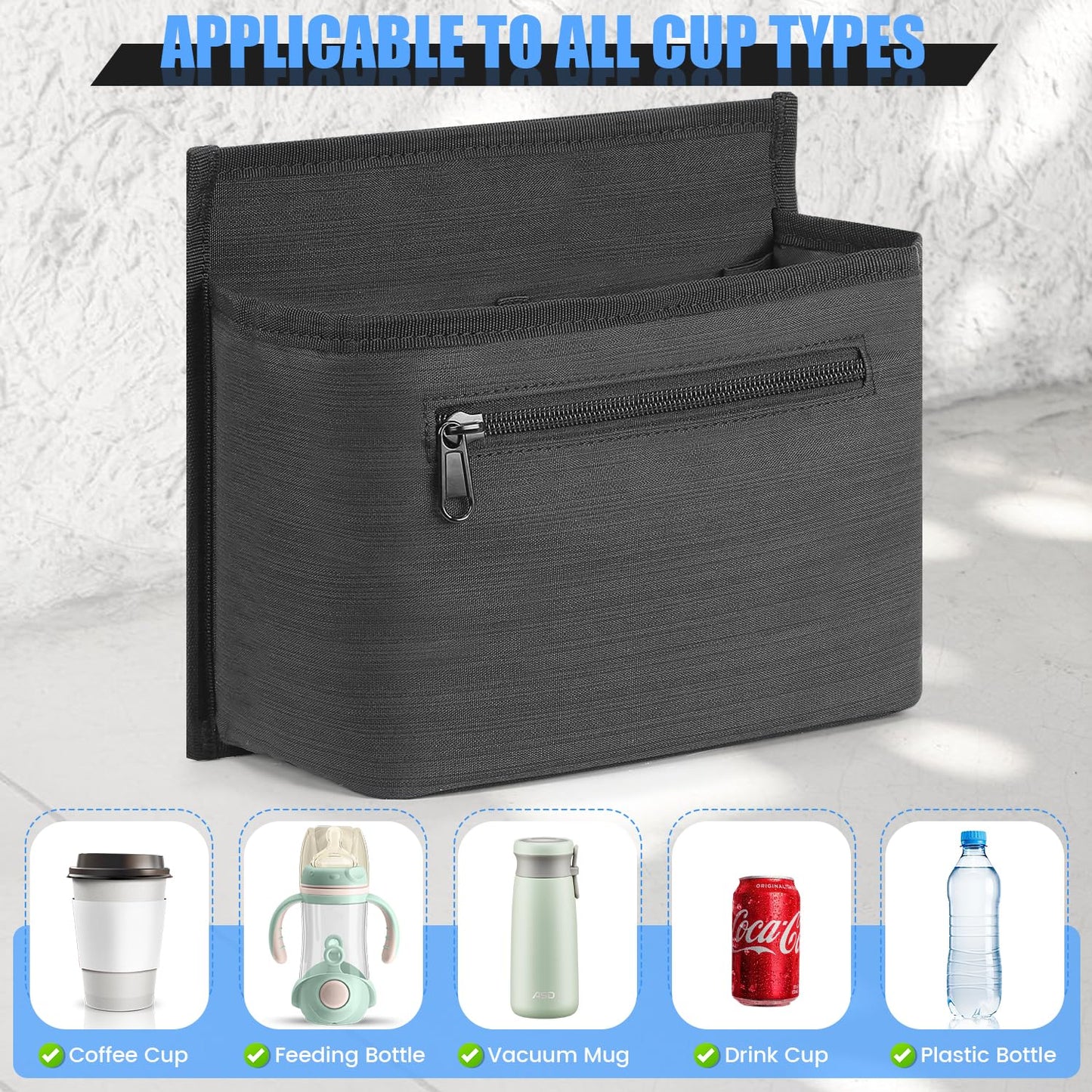 ZHCHG 2 Pack Luggage Travel Cup Holder Attachment for Suitcase Drink Carrier Caddy, Coffee Mug and Tumblers, Traveler Carry on Hands Free Accessory- Gifts for Flight Attendants Travelers Accessories