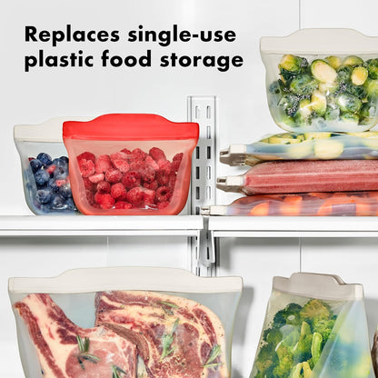 OXO Good Grips Silicone Reusable Bag – Stand-Up Snack (12 oz) – Oat