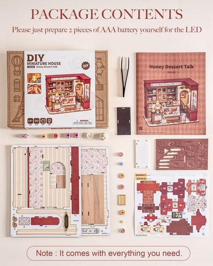 Rolife DIY Miniature House Kit Bundle - French Desset Shop & Edwardian Tea Room Booknook Kit 3D Wooden Puzzles Gift for Adults