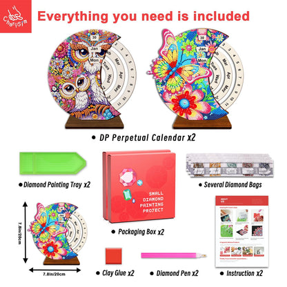 CharySim Diamond Art Calendar Kits for Adults Diamond Gem Art Kit Paint By Dots Kits Rhinestone Craft Kit for Women Relaxing Night Craft DIY Bedazzling Art Desktop Stand