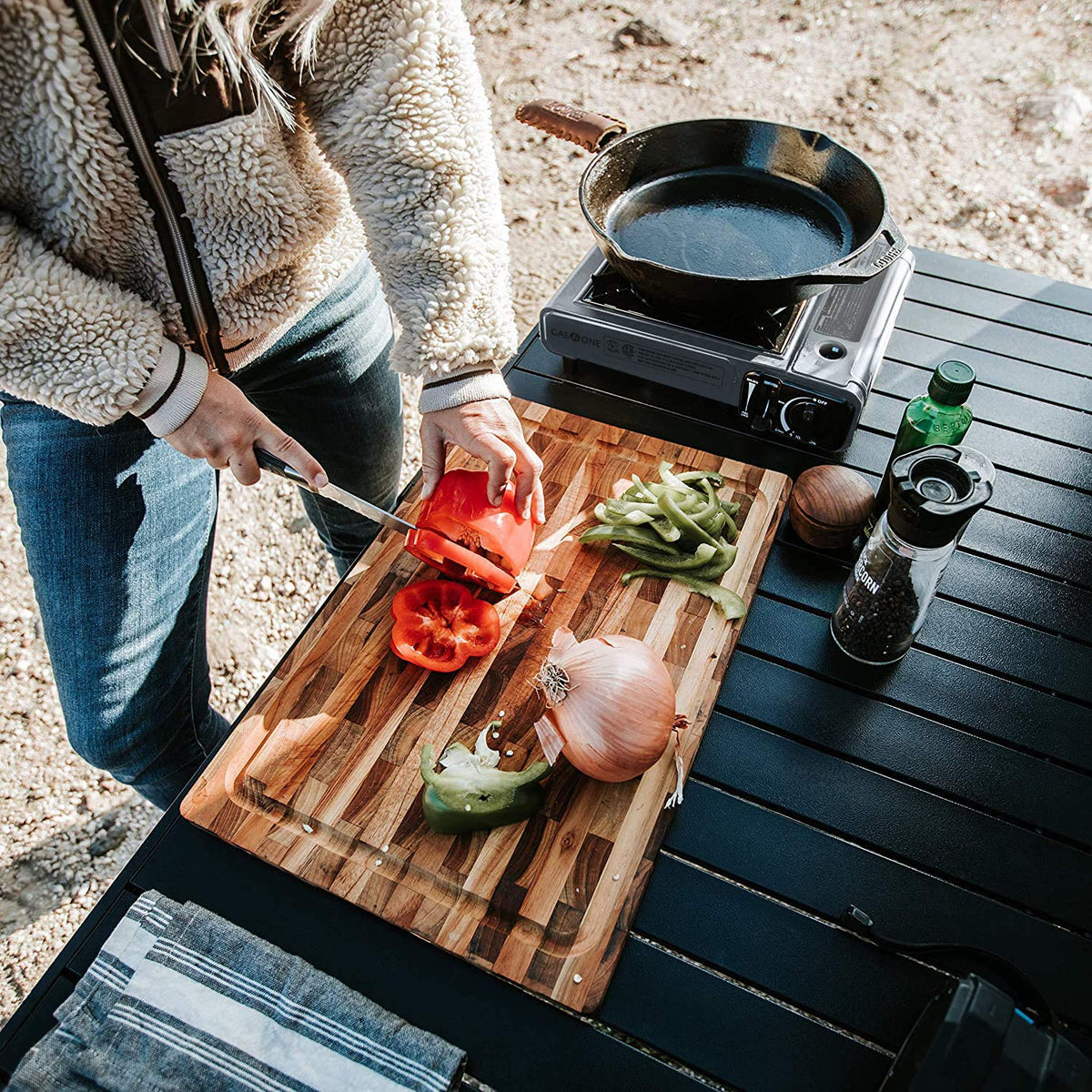 Gas One Portable Butane Camping Stove with Case: Automatic Ignition, Precise Heat Control - Camping & Tailgating and Outdoor Cooking