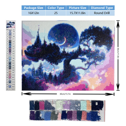 Meow Love 5D Diamond Painting Kit for Adults with Pre-Framed Canvas - DIY Wall Art Home Decor,Easy to Hang,Stress Relief Craft Gift for Women,15.8 x 11.8 Inch. (Dream World)