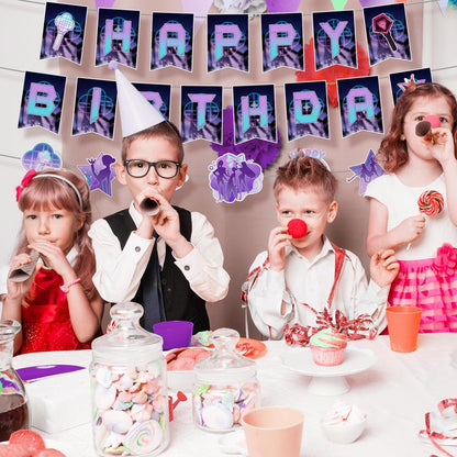 Music Hunter Birthday Banner Set - Includes 2 Happy Birthday Banners & 1 Prop Garland for Magical Music Themed Party Decorations, Easy to Hang Singer Theme Party Supplies
