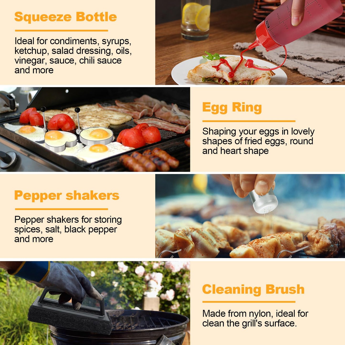 Terlulu Griddle Accessories Kit, 28 PCS Flat Top Grill Accessories for Blackstone and Camp Chef, Metal Spatula Set with Burger Press, Melting Dome, Tongs, Scraper, Carry Bag for Outdoor Grilling BBQ