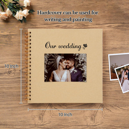 potricher 10 x 10 Inch DIY Scrapbook Album 40 Pages Hardcover Kraft Paper Scrap Book Photo Albums Memory Book for Wedding and Anniversary Family (Yellow, 10 Inch)
