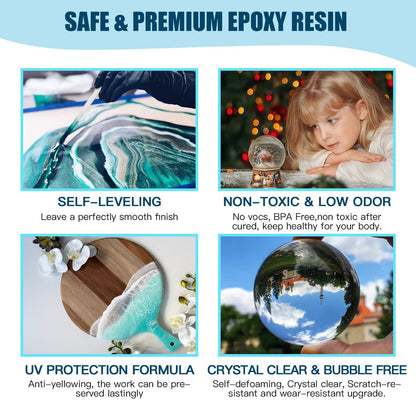 Teexpert Epoxy Resin Kit for Beginners, Resin Kit with Coaster Molds, Silicone Molds Kit, Pigments, Crystal Clear Art Resin, Casting & Coating for DIY Coasters 16 FL.OZ