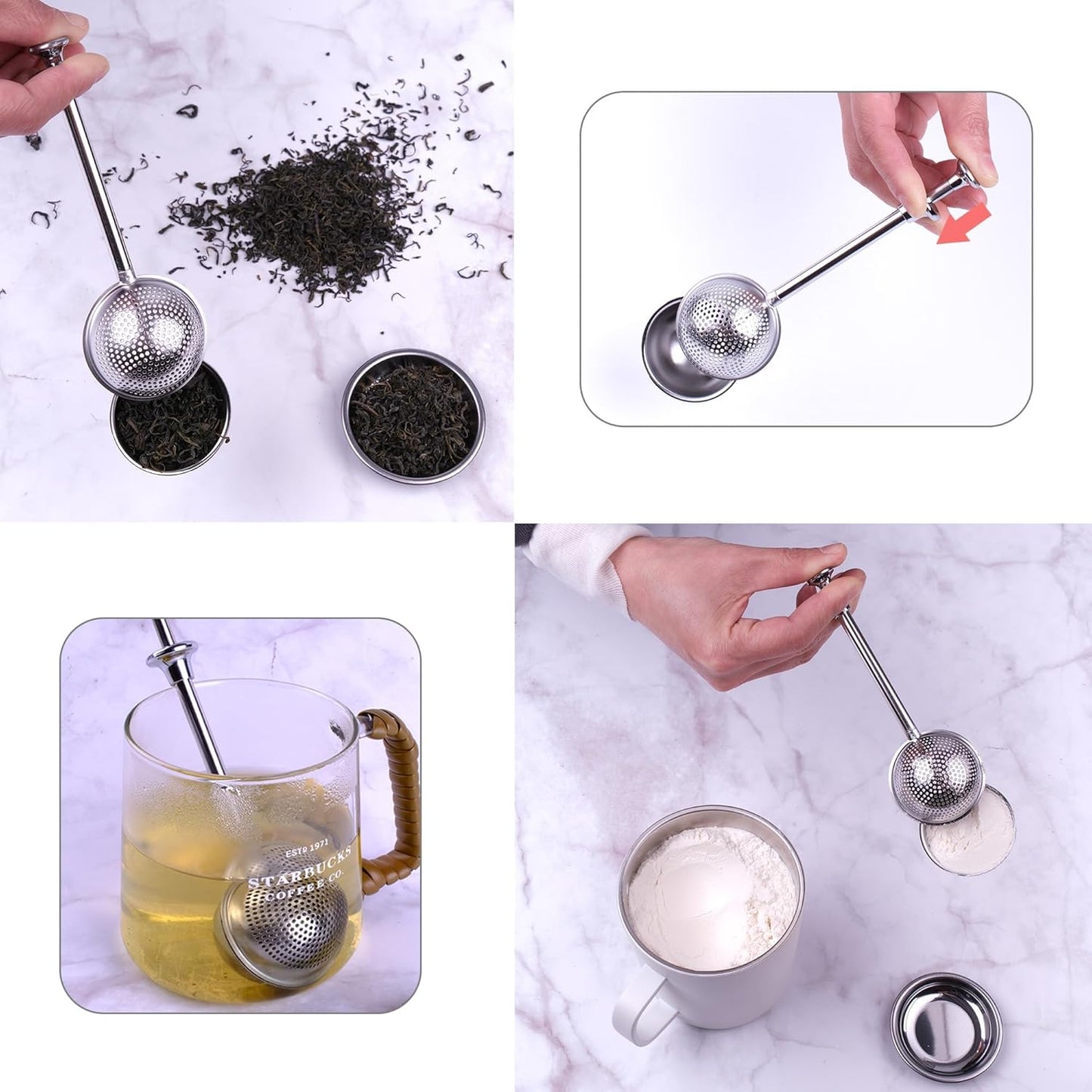Sugar Shaker and Flour Sifter, 304 Stainless Steel Powdered Sugar Duster for Baking, Small Tray Included