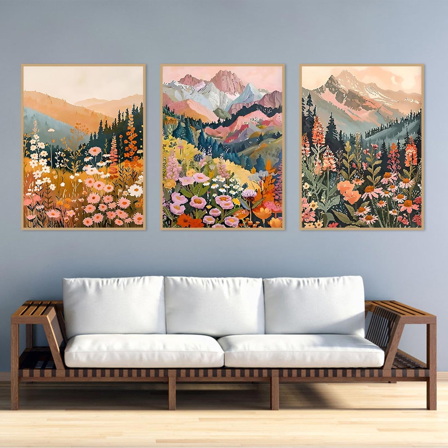 Mountain Diamond Art Kits for Adults - 3 Pack Landscape Flowers Diamond Painting for Beginners, Diamond Dots Round 5D Full Drill Paintings with Diamonds Gem Art and Crafts Home Decor 12x16inch