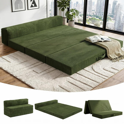 JUIKURY 5 in 1 Foldable Floor Sofa Bed, Tri-Fold Memory Foam Futon Mattress, Convertible Sleeper Couch Guest Bed, Portable Fold Out Sofa Couch for Living Room Apartment Office Guest Room