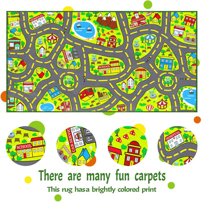 5x7 Car Rug Play Mat Feet, Car Road Rug for Kids City Road Map Carpet Educational Learning Play Carpet Kids Play Rugs