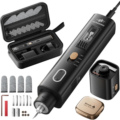40KHz Ultrasonic Cutter Knife Pro, Handheld Craft Cutting Tool for 3D Prints,PVC,Leather,Plastic,Resin | Includes 50 Replacement Blades & Display Case | Multifunctional Sonic Knife for DIY,Modeling