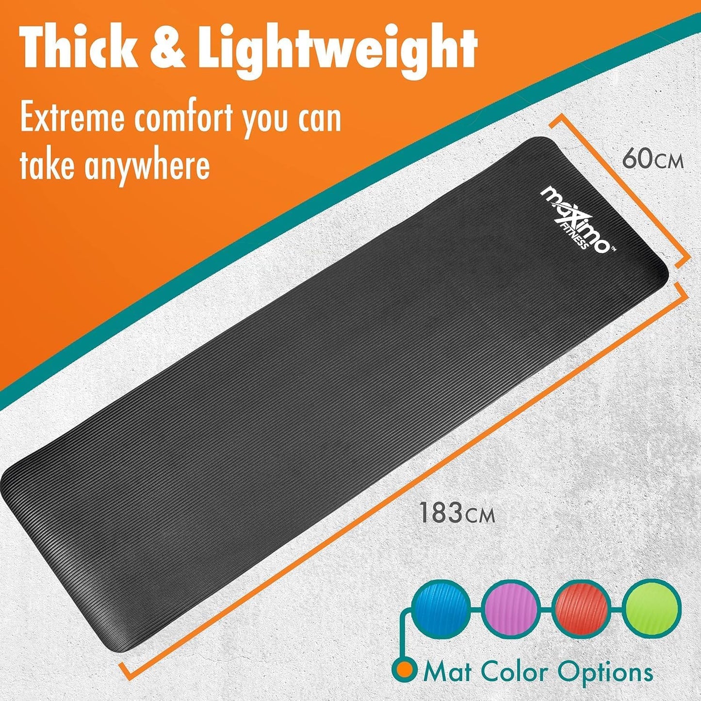 Maximo Fitness Yoga Mat - Multipurpose 72" x 24" x 0.5"(Standard) Exercise Mat for Men, Women and Kids, Ideal Non Slip Workout Mats for Yoga, Pilates, Gym Exercise with Carrying Strap