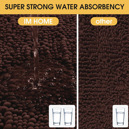 ACCUMTEK Luxury Brown Bathroom Rug Mat, 36"x24", Ultra Soft Thick Absorbent Non Slip Chenille Mat for Bathroom