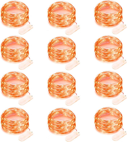 12 Pack 7 20 Orange Halloween Lights Battery Operated String Lights Feet Led Fairy Lights Waterproof Mini Lights Silver