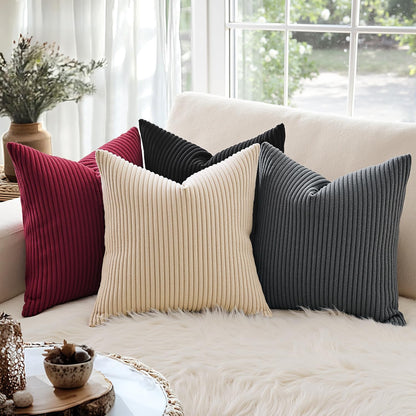 MIULEE Grey Pack of 2 Soft Corduroy Decorative Square Throw Pillow Covers Cushion Cases 18 x 18 Inch for Sofa Bedroom