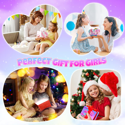 EVERICH TOY Unicorn Terrarium Kit for Girls Ages 4–12, Light-Up DIY Fairy Garden Craft Kit with Remote-Control LED Night Light, Creative Screen-Free Unicorn Gifts & Bedroom Room Décor