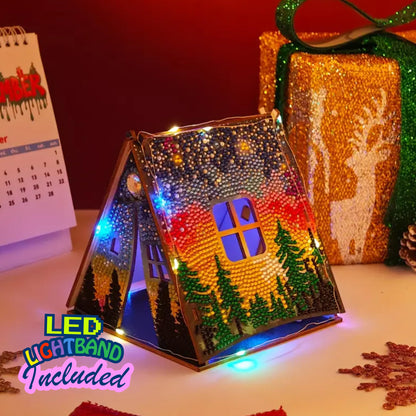 Party Ready 3D Diamond Painting Tent Craft Kit with LED Lights – Full Drill Crystal Mosaic Wood Puzzle, DIY Holiday Decorative Art for Home Display (Starry Night)
