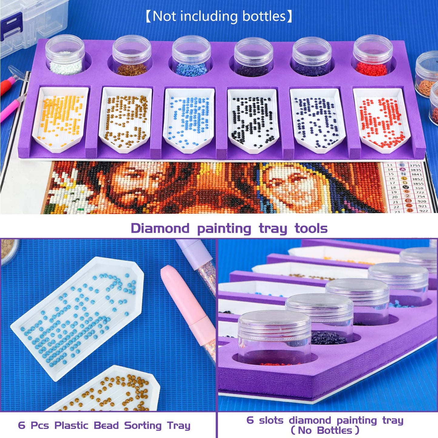 Diamond Painting Accessories Tray Organizer for Diamond Art Kits for Adults, Diamond Art Accessories Tools Kits, Diamond Art Storage Tray for Glitter Rhinestones, Diamond Bead Organizer Tray