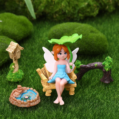 GGSTDDUP 32 PCS Mini Fairy Garden Accessories Kit Miniature Garden Ornaments Included Resin House Statues Tiny Fairies Figurines Animal Plant Set for DIY Terrarium Potted Plants Dollhouse Desk Decor