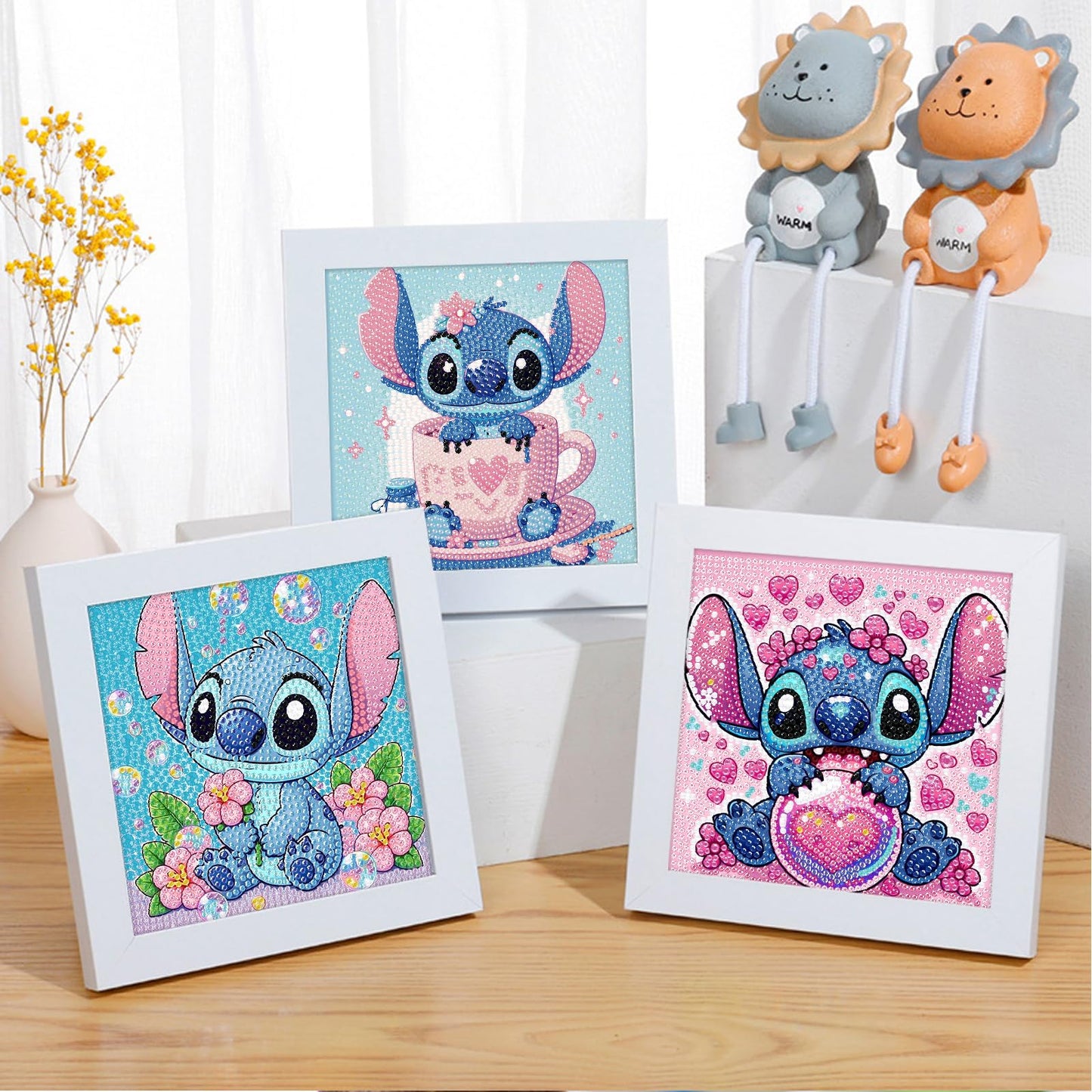 nekpiahu 6 Pack 5D Diamond Art Painting Kits for Kids Beginners, Full Drill Cute Cartoon Diamond Art Kits, DIY Big Gem Art for Children Ages 6-7-8-9-12, Home Wall Decor 6x6 Inch
