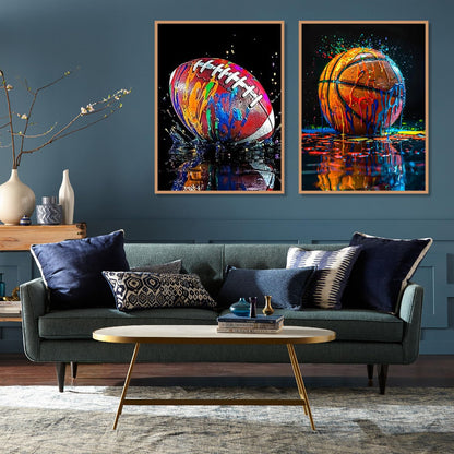 4 Pack Ball Diamond Art Kits for Adults,Graffiti Sports Diamond Painting Kits for Adults Beginner,5D DIY Round Full Drill Gem Crystal Art,Adults Paint by Diamonds Dots for Home Wall Decor 11.8x15.7in