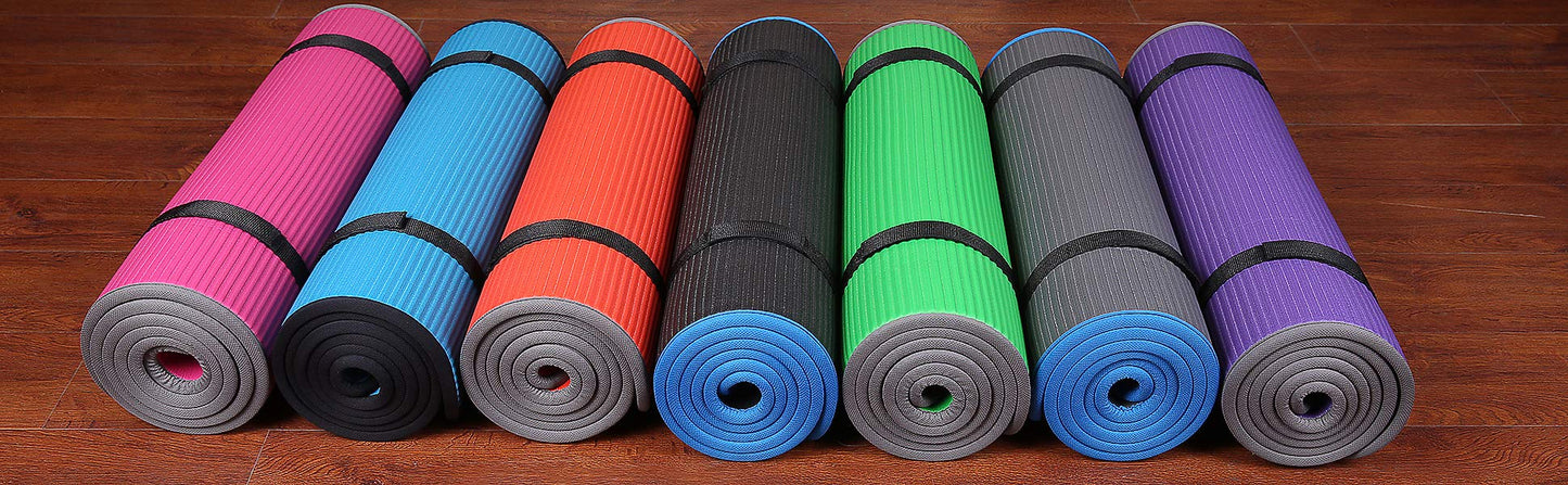 Fitvids All-Purpose 2/5-Inch (10mm) Extra Thick High Density Anti-Slip Exercise Pilates Yoga Mat with Carrying Strap Purple