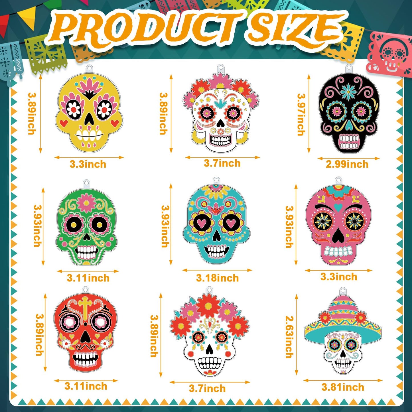 Pasimy 36 Sets Day of The Dead Suncatchers Paint Craft Kits Dia De Los Muertos Window Hanging Ornaments Decorations DIY Paint Your Own Sugar Skull Skeleton Art Project Halloween Party Favors Gifts