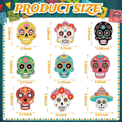 Pasimy 36 Sets Day of The Dead Suncatchers Paint Craft Kits Dia De Los Muertos Window Hanging Ornaments Decorations DIY Paint Your Own Sugar Skull Skeleton Art Project Halloween Party Favors Gifts