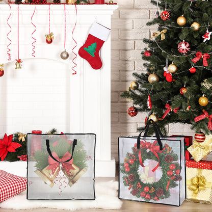 5 Pack Wreath Storage Bag 26x9 Inch Christmas Wreath Storage Container with Zipper and Handles, Underbed Wreath Storage Organizer for College Clothes Pillow Bedding Christmas Wreath