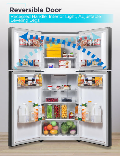 BLACK+DECKER 10 Cu. Ft. Top Mount Refrigerator with Freezer, 2 Door Refrigerator with Top Freezer and Adjustable Temperature Control, ENERGY STAR,BR1000HB, Black