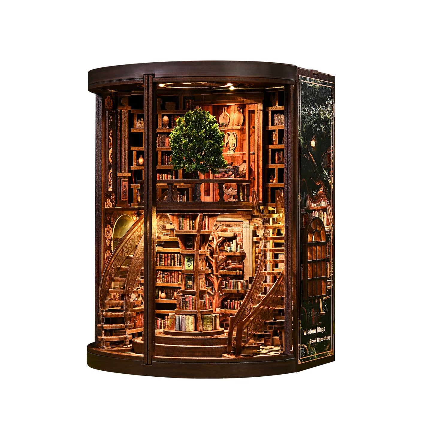 DIY Book Nook Kit with LED Lights | 3D Puzzles for Adults & Teens, Miniatures and Model Building Kits for Bookshelf Decor, Relaxing & Unique Gift for Craft Lovers | Wisdom Library