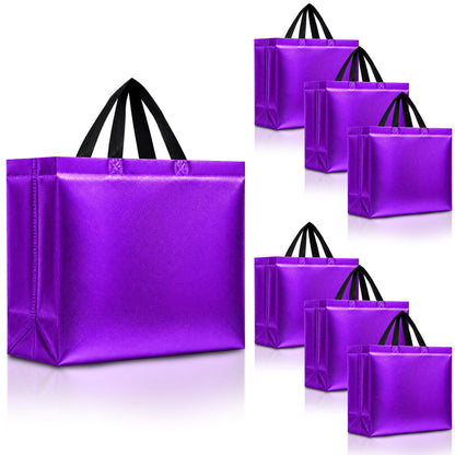 Nush Nush Purple Gift Bags Large Size – Set of 30 Purple Large Reusable Gift Bags With Handles - Perfect Goodie Bag for Halloween Treats, Holidays, Bachelorette, Birthday Party Favors – 13Wx5Dx11H